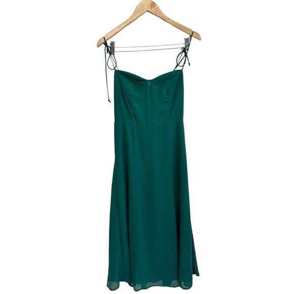 AQUA Midi Dress Size Small Green Spaghetti Strap Corset Front Slit‎ NWT - Picture 2 of 11